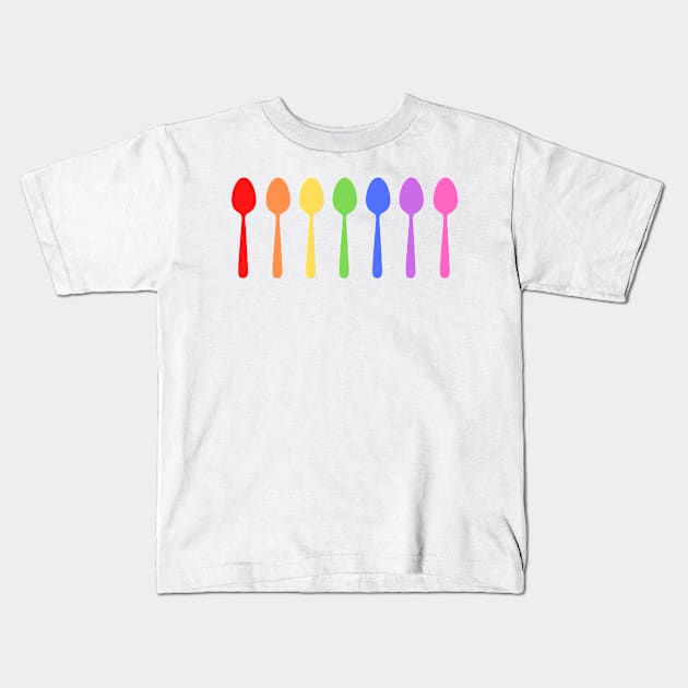 Rainbow Spoons Kids T-Shirt by Chronically Thriving